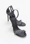Larisa Stone Black Patent Leather 10 cm Women's Classic Heeled Shoes