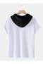 Oversize Black Hooded White T-shirt Emoji - 3