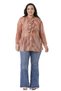 Plus Size Chiffon Brick Colored Shirt with Flounce Collar and Cuffs - 2