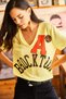 Women's Yellow A Brocton V-Neck Semi-Transparent Knitted T-Shirt TSH-19000613 - 2