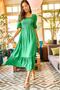 Women's Grass Green Glittered Square Collar Bodrum Dress ELB-19001557 - 2