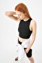 Women's Black Ribbed Crop Athlete - 2