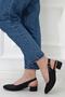 Black Short Heel Buckle Women's Daily Sandals - 2