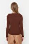 Brown Carmen Collar Knitwear Sweater Twoaw22Kz0993 - 5