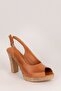 Women's Tan Genuine Leather Heeled Sandals 6978 - 4
