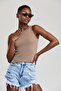 Women's Halter Neck Ribbed Crop Blouse - 2