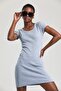 Women's Camisole Crew Neck Short Sleeve Ribbed Mini Dress - 3