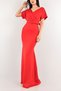 Red Scuba Fabric Fish Cut Belted Evening Dress and Graduation Dress 686 582099 - 3