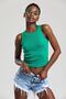Women's Biscuit Green Halter Neck 2-Piece Crop Blouse