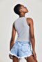 Women's Gray Black Halter Neck 2-Piece Crop Blouse - 5