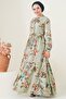 2144 Magnificent Collar Hijab Dress - D.khaki