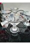 Set of 6 Hand Decorated and Engraved Glass Sugar Bowl, Turkish Delight Bowl, Chocolate Bowl, Ice Cream Bowl, Cup, Silver Silver Platinum - 2