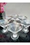 Set of 6 Hand Decorated and Engraved Glass Sugar Bowl, Turkish Delight Bowl, Chocolate Bowl, Ice Cream Bowl, Cup, Silver Silver Platinum - 3