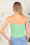 Women's Pearl Strap Ribbed Summer Knitwear Green Crop Blouse - 5
