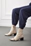 Electra Beige Boots Nude Patent Leather 6 cm Women & Bootie, Heels - 6