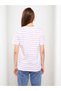 Women's Pink T-Shirt V-Neck Striped Short Sleeve Cotton Printed by Your Fashion Style - 5
