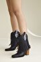 Tassel Tasseled Black Matte 8 cm Women's Boots & Bootie, High Heels