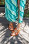 Josef Women's Orange Genuine Suede Stone Detail Slippers - 2