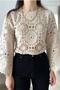 Women's Beige Crochet Standard Size Blouse - 2