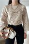Women's Beige Crochet Standard Size Blouse - 3