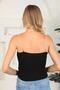Women's Pearl Strap Corded Summer Knitwear Black Crop Blouse - 5