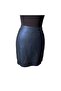 Genuine Shiny Lambskin and Suede Navy Blue Mini Skirt