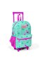 Kids Water Green Flamingo Patterned Two-Compartment Pull Kindergarten Bag