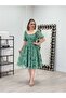 Glitter Fabric Boat Neck Dress - Emerald Green