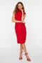 Red Body-Hugging Mock Neck Midi Pencil Skirt Woven Dress TWOAW20EL0311