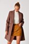Double Breasted Stamp Coat with Pockets Brown