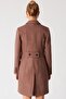 Double Breasted Stamp Coat with Pockets Brown - 5