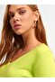 2443 V-Neck Sleeve Cuff Drop Sweater-lime - 4