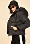 Women's Black Hooded Puffer Coat 10141018 - 2