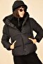 Women's Black Hooded Puffer Coat 10141018 - 5