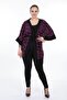 Black Fuchsia Kimono with Tie Front and Buttoned Sleeves and Wide Small Flowers