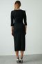 Women's Black Double Breasted Avelop Three Quarter Crepe Elegant Dress - 5