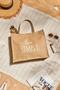 Natural Jute Shopping, Shoulder, Handle, Sea Beach Bag, Live Simply Printed Straw Color 42X12X35