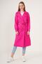 Women's Fuchsia Double Breasted Collar Trench Coat - 3