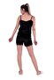Women's Black Laced Velvet Shorts Pajama Set 10101 - 4