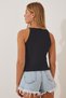 Women's Black and White Ribbed Crop Halter Collar Double Knitted Undershirt ZV00231 - 7