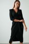 Women's Black Double Breasted Avelop Three Quarter Crepe Elegant Dress - 3