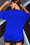 Women's Striped Figure Oversize Black T-shirt - 2