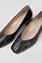 Women's Black Braided Genuine Leather Heeled Shoes, Size 35-41