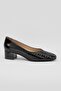 Women's Black Braided Genuine Leather Heeled Shoes, Size 35-41 - 2