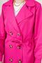 Women's Fuchsia Double Breasted Collar Trench Coat - 5