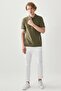 Men's Khaki Slim Fit Slim Fit Slogan Polo Collar 100% Cotton T-Shirt - 2
