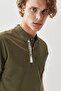 Men's Khaki Slim Fit Slim Fit Slogan Polo Collar 100% Cotton T-Shirt - 3