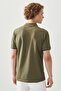 Men's Khaki Slim Fit Slim Fit Slogan Polo Collar 100% Cotton T-Shirt - 4