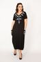 Women's Large Size Black Embroidery Detailed V-Neck Viscose Dress 65n33179 - 6