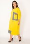 Women's Large Size Yellow Stone Detailed Striped Dress 65n33095 - 2